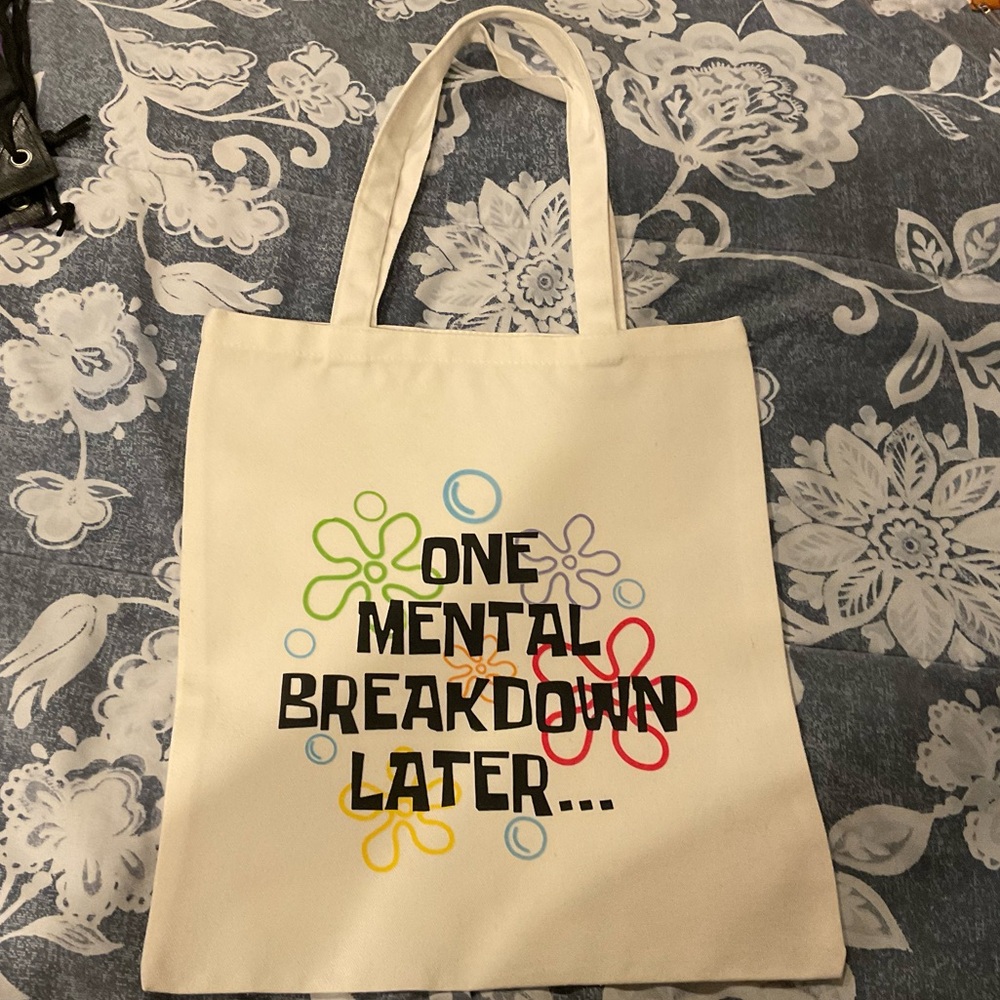 White Tote Bag with Colorful Design